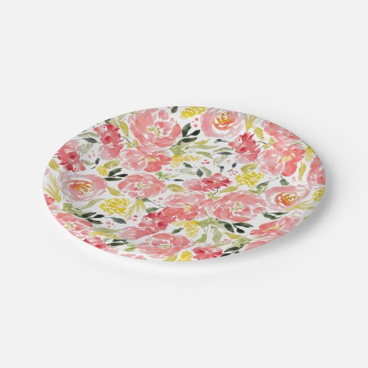 Blume Satin Pappteller (Schrägansicht)