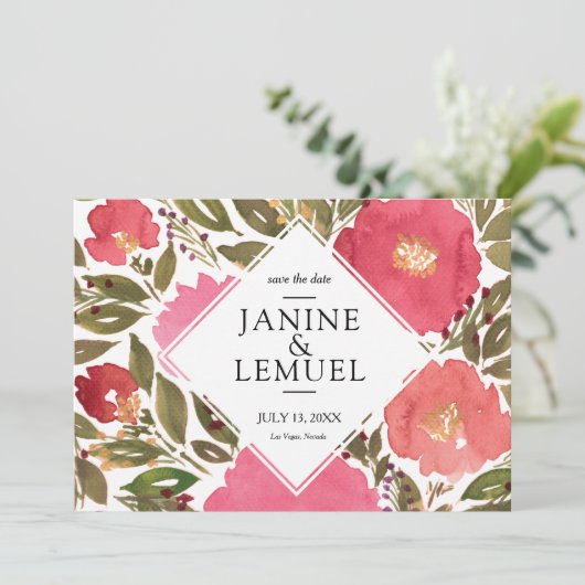 Blume Save the Date blühen Einladung (Stehend Vorderseite)