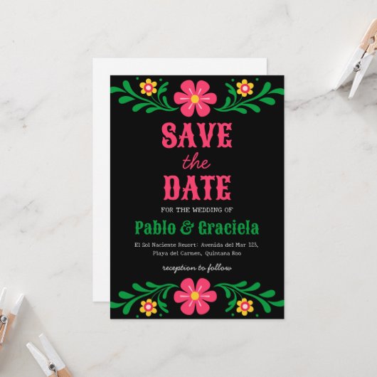 Blume Save the Date Einladung (Vorderseite/Rückseite Beispiel)