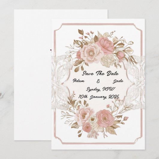 Blume Save the Date Einladung (Vorne/Hinten)