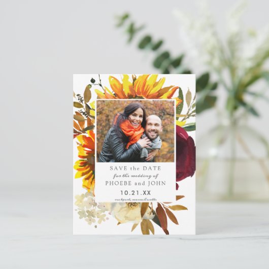 Blume Save the Date fallen Postkarte (Stehend Vorderseite)