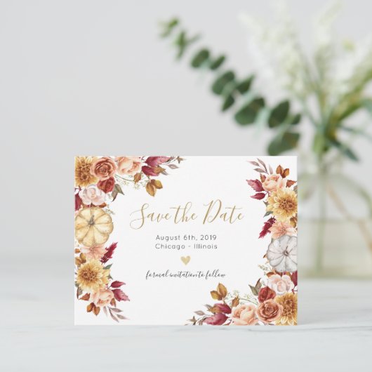Blume Save the Date nach Karte fallen (Stehend Vorderseite)