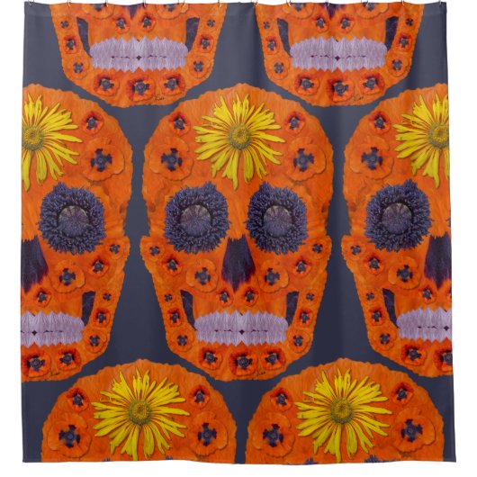 Blume Schädel 1 Duschvorhang (Vorderseite)