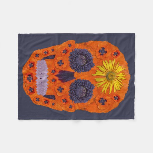 Blume Schädel 1 Fleecedecke (Vorderseite (Horizontal))