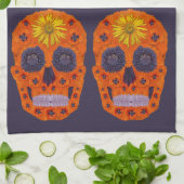 Blume Schädel 1 Geschirrtuch (Gefaltet)