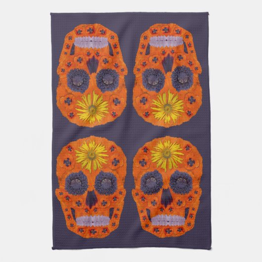 Blume Schädel 1 Geschirrtuch (Vertikal)
