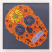 Blume Schädel 1 Glasuntersetzer (Vorderseite)