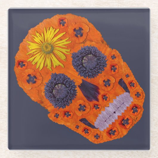 Blume Schädel 1 Glasuntersetzer (Vorderseite)