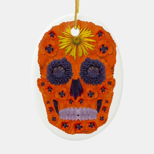 Blume Schädel 1 Keramik Ornament (Vorne)