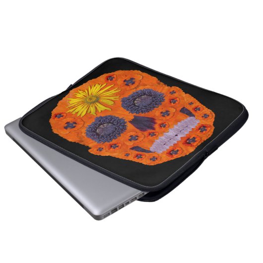 Blume Schädel 1 Laptopschutzhülle (Vorne Knopf)