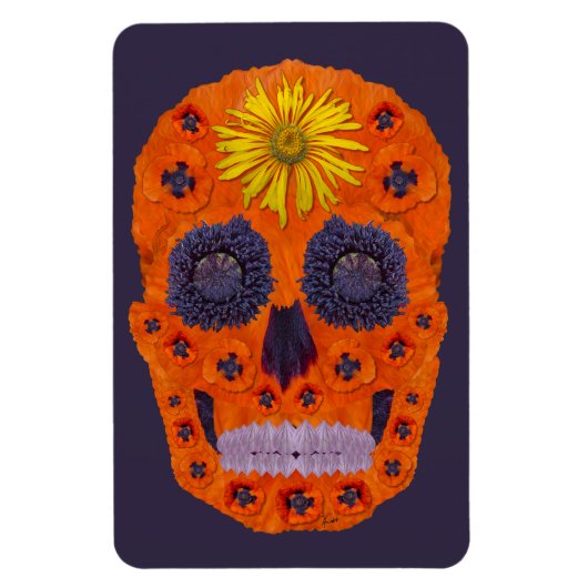Blume Schädel 1 Magnet (Vertikal)