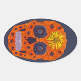 Blume Schädel 1 Ovaler Aufkleber