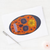 Blume Schädel 1 Ovaler Aufkleber (Umschlag)