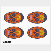 Blume Schädel 1 Ovaler Aufkleber (Blatt)