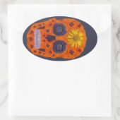 Blume Schädel 1 Ovaler Aufkleber (Tasche)