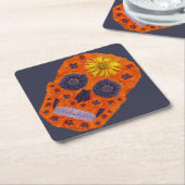 Blume Schädel 1 Rechteckiger Pappuntersetzer (angewinkelt)