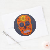 Blume Schädel 1 Runder Aufkleber (Umschlag)