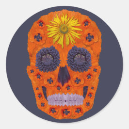 Blume Schädel 1 Runder Aufkleber