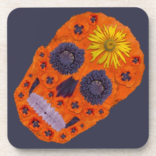 Blume Schädel 1 Untersetzer (Vorderseite)