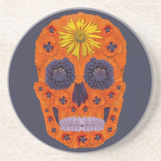 Blume Schädel 1 Untersetzer (Vorne)