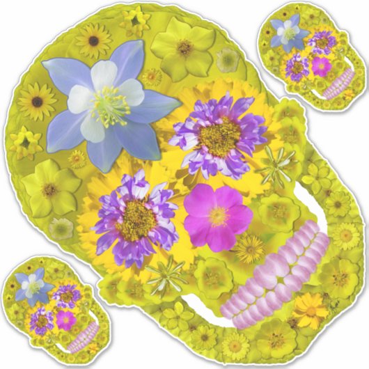 Blume Schädel 3 Aufkleber (Vorderseite)