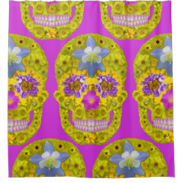 Blume Schädel 3 Duschvorhang