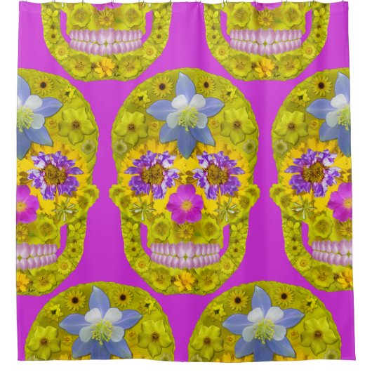 Blume Schädel 3 Duschvorhang (Vorderseite)