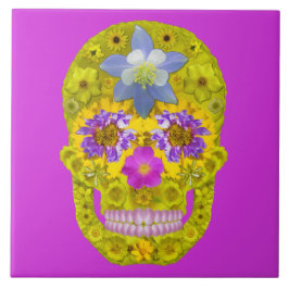 Blume Schädel 3 Fliese