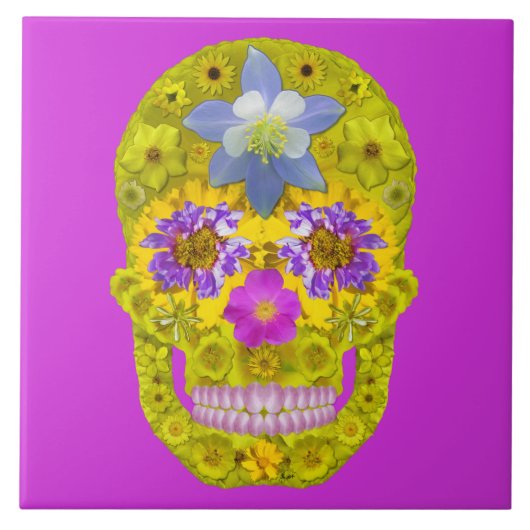 Blume Schädel 3 Fliese (Vorderseite)