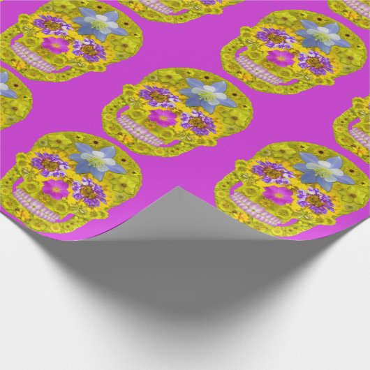 Blume Schädel 3 Geschenkpapier (Ecke)
