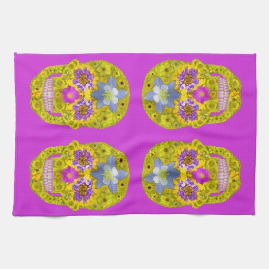 Blume Schädel 3 Geschirrtuch (Horizontal)