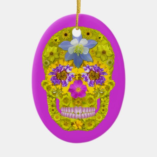 Blume Schädel 3 Keramikornament (Vorne)