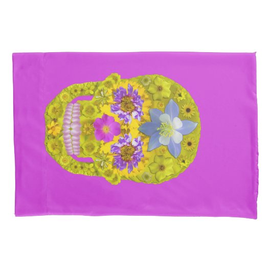 Blume Schädel 3 Kissenbezug (Vorderseite-Links)