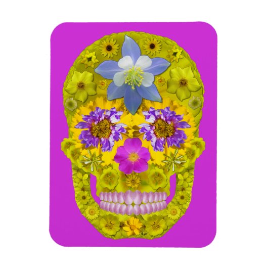 Blume Schädel 3 Magnet (Vertikal)