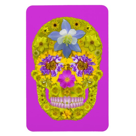 Blume Schädel 3 Magnet (Vertikal)