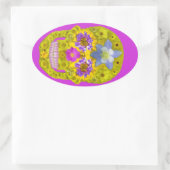 Blume Schädel 3 Ovaler Aufkleber (Tasche)