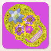 Blume Schädel 3 Rechteckiger Pappuntersetzer (Vorderseite)