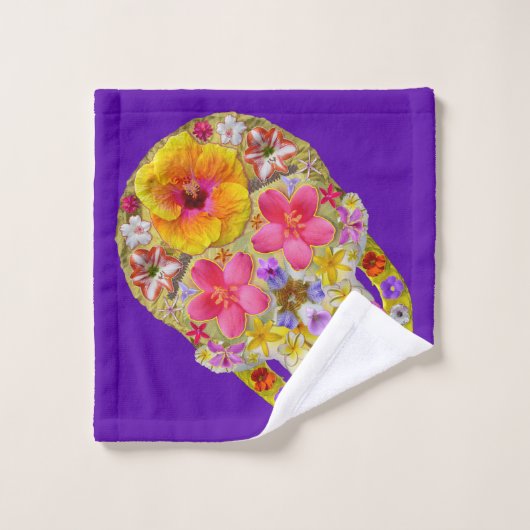 Blume Schädel 4 - tropisch Badhandtuch Set (Waschlappen)