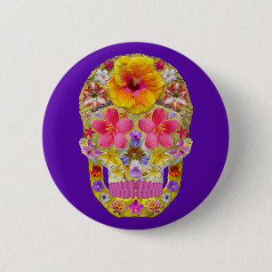Blume Schädel 4 - tropisch Button
