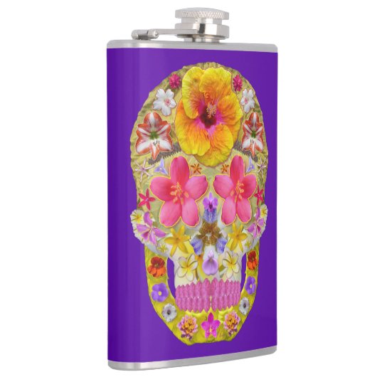 Blume Schädel 4 - tropisch Flachmann (Rechts)