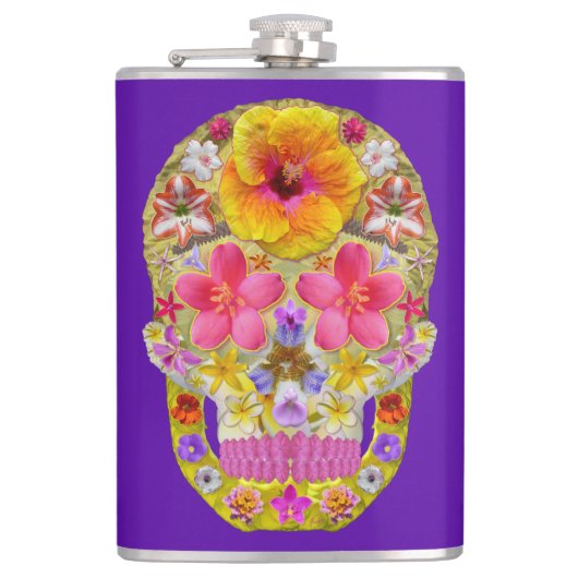 Blume Schädel 4 - tropisch Flachmann (Vorderseite)