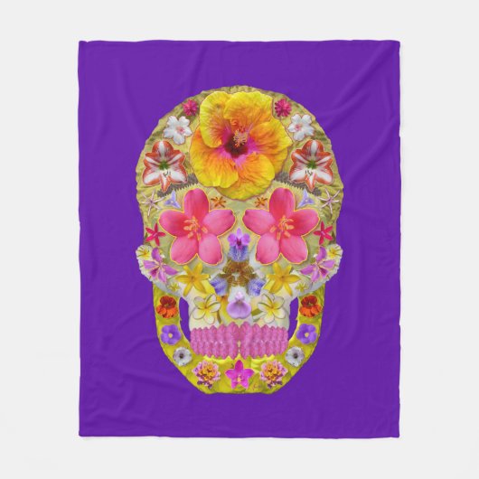 Blume Schädel 4 - tropisch Fleecedecke (Vorderseite)
