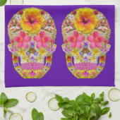 Blume Schädel 4-Tropisch Geschirrtuch (Gefaltet)