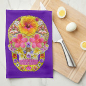 Blume Schädel 4-Tropisch Geschirrtuch (Viertel Falte)