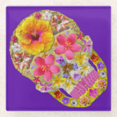 Blume Schädel 4 - tropisch Glasuntersetzer (Vorderseite)