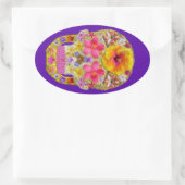 Blume Schädel 4 - tropisch Ovaler Aufkleber (Tasche)