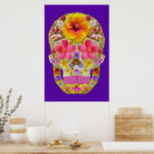 Blume Schädel 4 - tropisch Poster (Küche)