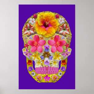 Blume Schädel 4 - tropisch Poster