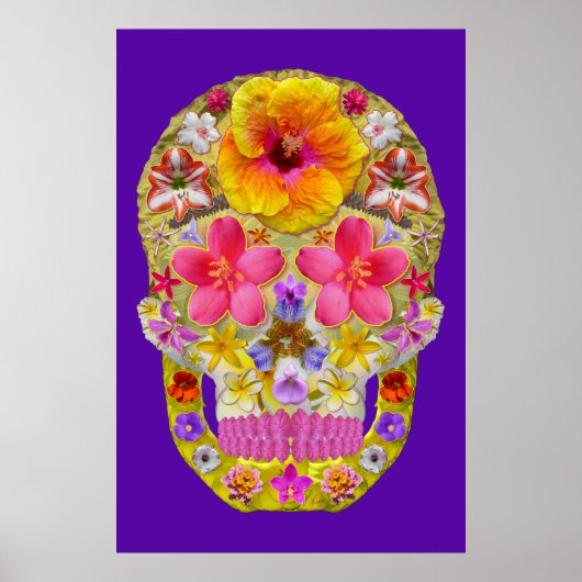 Blume Schädel 4 - tropisch Poster (Vorne)