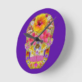 Blume Schädel 4 - tropisch Runde Wanduhr (Winkel)